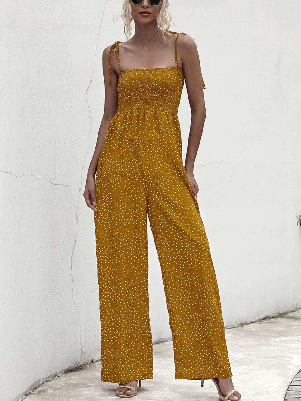 Square Neck Spaghetti Strap Jumpsuit - Trendsi - Flyclothing LLC
