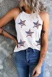 Sequin US Flag Star Grecian Neck Tank - Trendsi - Flyclothing LLC