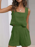 Square Neck Tank and Shorts Set - Trendsi - Flyclothing LLC