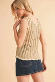 Aemi+Co Distressed Detail Round Neck Knit Tank - Trendsi - Flyclothing LLC