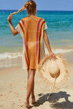 Double Take Openwork Striped Slit Knit Cover Up - Trendsi - Flyclothing LLC