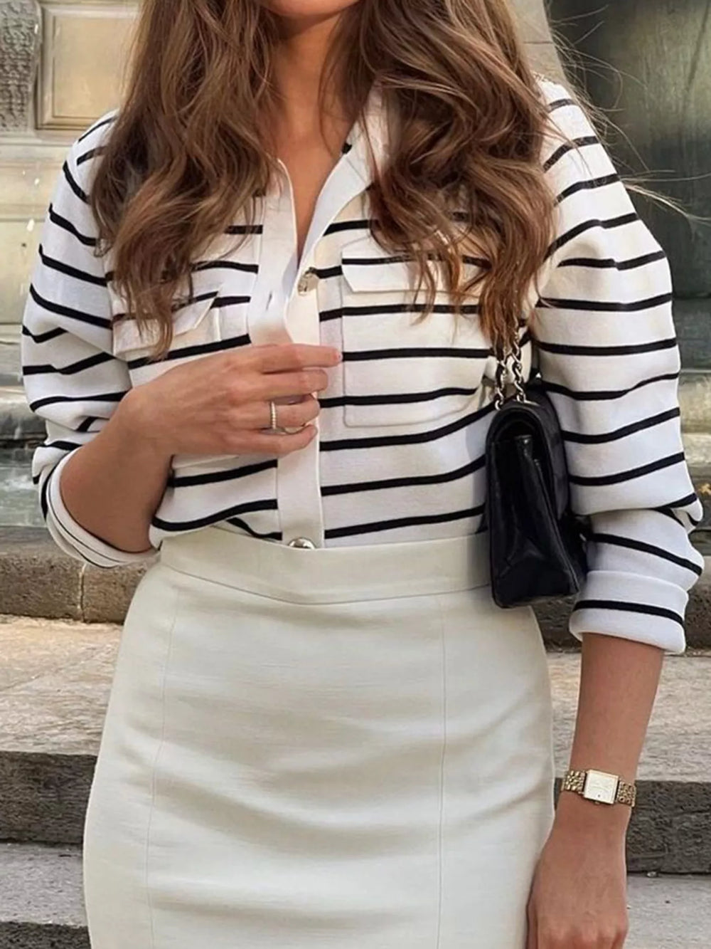 Striped Button-Down Knit Cardigan - Trendsi - Flyclothing LLC