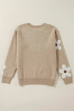 Flower Round Neck Long Sleeve Sweater - Trendsi - Flyclothing LLC
