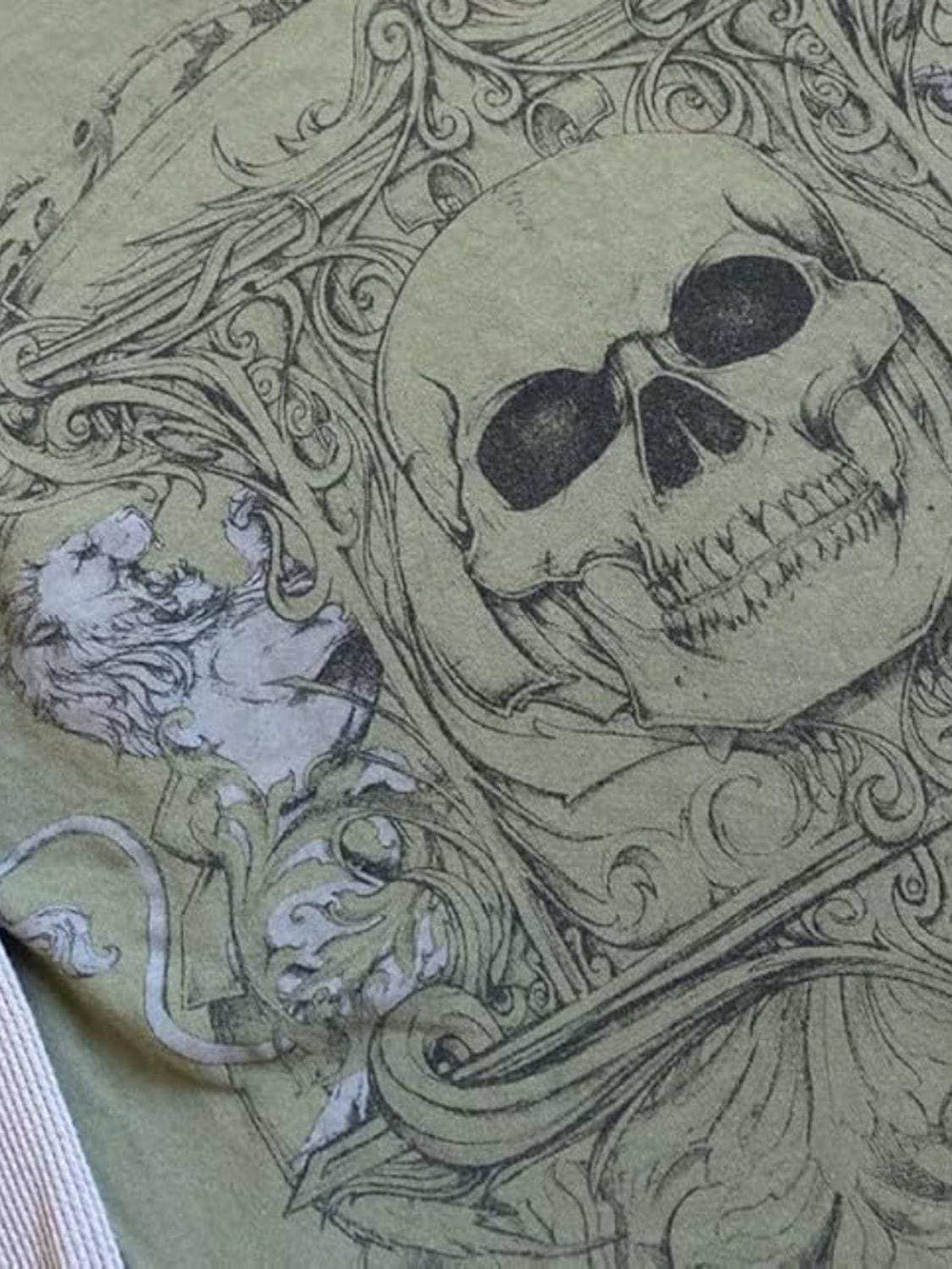 Skull Round Neck Long Sleeve Fake Two Pieces T-Shirt - Trendsi - Flyclothing LLC