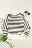 Decorative Button Striped Long Sleeve Sweatshirt - Trendsi - Flyclothing LLC
