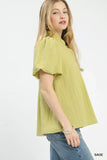 Umgee Seersucker Puff Sleeve Blouse - Trendsi - Flyclothing LLC