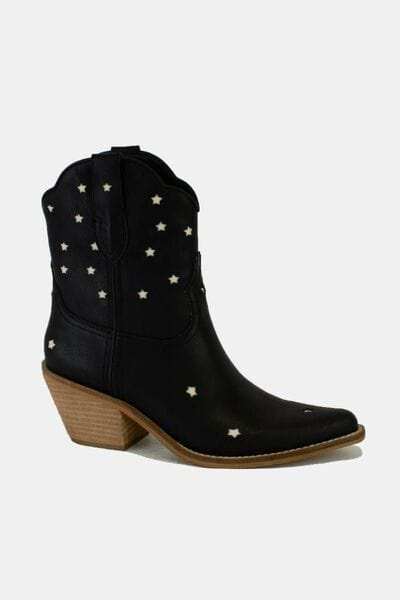 Beast Fashion Faux Leather Star-Shaped Cutouts Point Toe Boots - Trendsi - Flyclothing LLC
