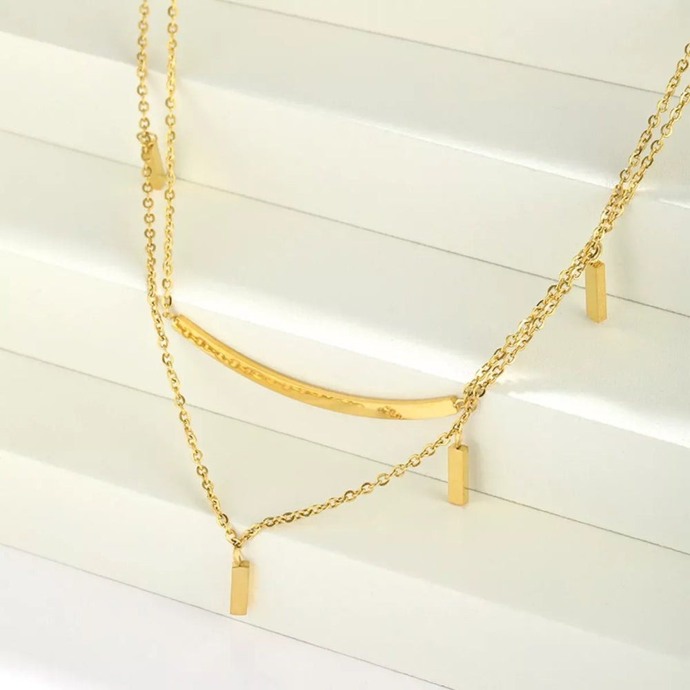 18K Gold-Plated Double Layered Necklace - Trendsi - Flyclothing LLC