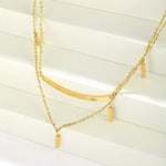 18K Gold-Plated Double Layered Necklace - Trendsi - Flyclothing LLC