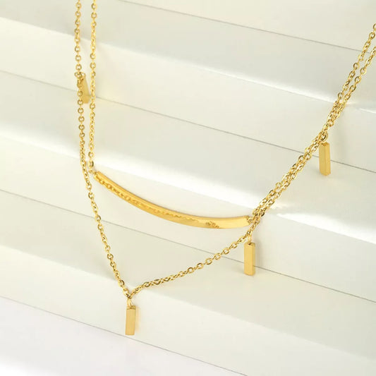 18K Gold-Plated Double Layered Necklace - Trendsi - Flyclothing LLC