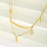 18K Gold-Plated Double Layered Necklace - Trendsi - Flyclothing LLC
