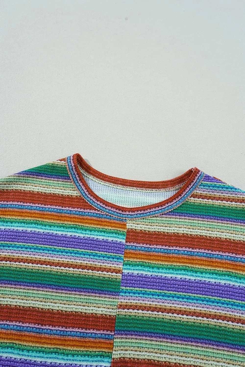 Multicolour Striped Twist Hem Cap Sleeve Top - Trendsi - Flyclothing LLC