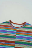 Multicolour Striped Twist Hem Cap Sleeve Top - Trendsi - Flyclothing LLC