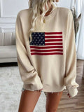 Devine US Flag Round Neck Long Sleeve Knit Top - Trendsi - Flyclothing LLC