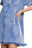 Zenana Tencel Mineral Washed Collared Shirts Dress - Trendsi - Flyclothing LLC