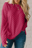 Checkered Round Neck Long Sleeve T-Shirt - Trendsi - Flyclothing LLC