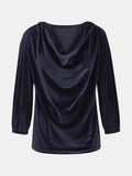 Cowl Neck Three-Quarter Sleeve Top - Trendsi - Flyclothing LLC