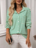 Striped Button Up Long Sleeve Shirt - Trendsi - Flyclothing LLC