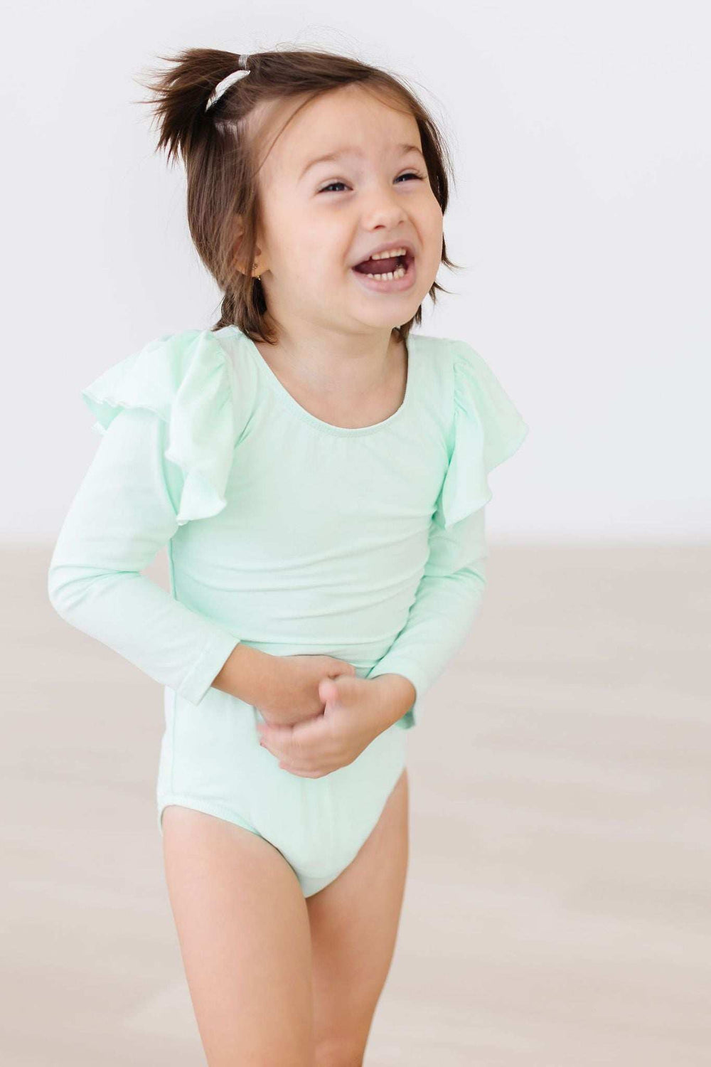 Pastel Green L/S Flutter Sleeve Leotard - Mila & Rose ® - Flyclothing LLC