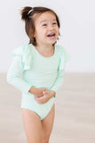 Pastel Green L/S Flutter Sleeve Leotard - Mila & Rose ® - Flyclothing LLC