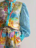 Printed Button Up Shirt and Shorts Set - Trendsi - Flyclothing LLC