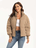 Zip Up Turtleneck Long Sleeve Winter Coat - Trendsi - Flyclothing LLC