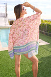 Davi & Dani Floral Printed Short Sleeve Loose Fit Kimono Cover Up - Trendsi - Flyclothing LLC