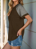 Full Size Contrast Round Neck Short Sleeve T-Shirt - Trendsi - Flyclothing LLC