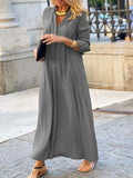 Full Size Solid Color Maxi Shirt Dress Plus Size - Trendsi - Flyclothing LLC