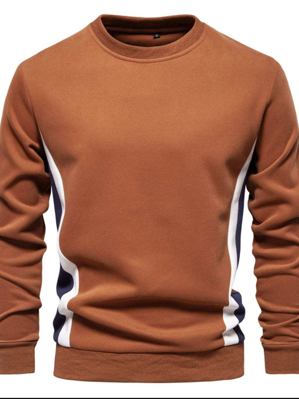 Men's Side Striped Contrast Round Neck Sweatshirt - Trendsi - Flyclothing LLC