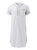 Men's Full Size Button Detail Short Sleeve Lounge Dress Plus Size - Trendsi - Flyclothing LLC