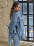 Button Down Drop Shoulder Denim Jacket - Trendsi - Flyclothing LLC