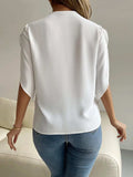V-Neck Short Sleeve Blouse - Trendsi - Flyclothing LLC