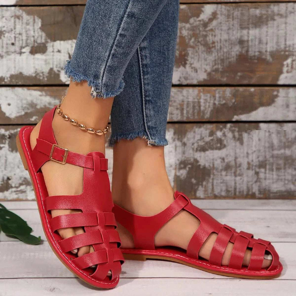 Round Toe Flats Sandals - Trendsi - Flyclothing LLC