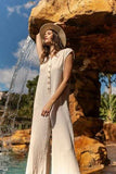 Annie Wear Button Detail Wide Leg Jumpsuit with Pockets - Trendsi - Flyclothing LLC