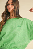 Mable Round Neck Letter Embroidery Crop Sweatshirt - Trendsi - Flyclothing LLC
