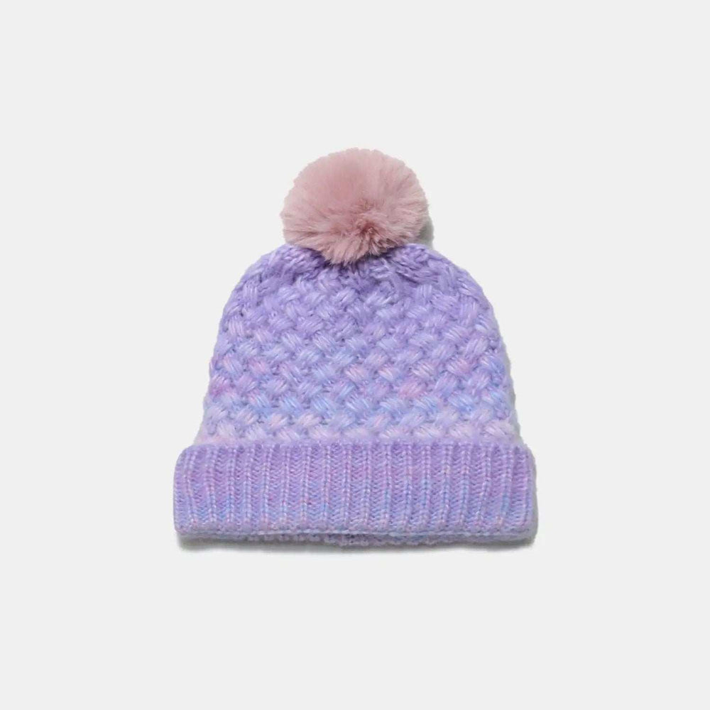 Gradient Knit Hat with Pompom - Trendsi - Flyclothing LLC
