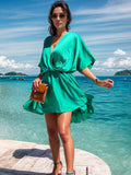 Surplice Half Sleeve Mini Dress - Trendsi - Flyclothing LLC