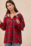 BiBi Brushed Plaid Hooded Jacket - Trendsi - Flyclothing LLC
