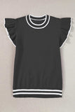 Ruffled Round Neck Cap Sleeve Knit Top - Trendsi - Flyclothing LLC