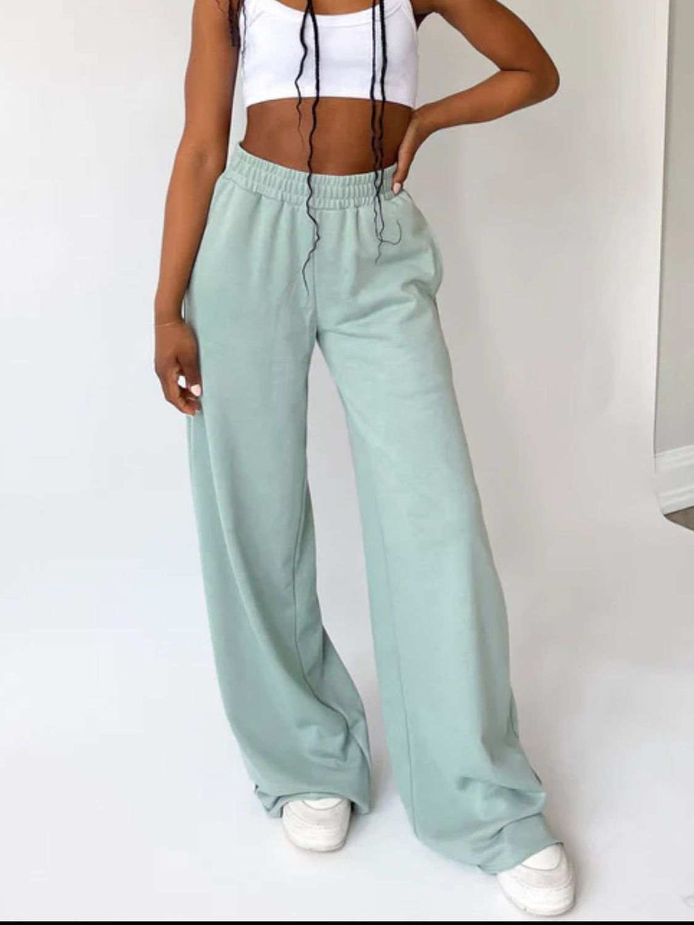 Elastic Waist Wide Leg Pants - Trendsi - Flyclothing LLC