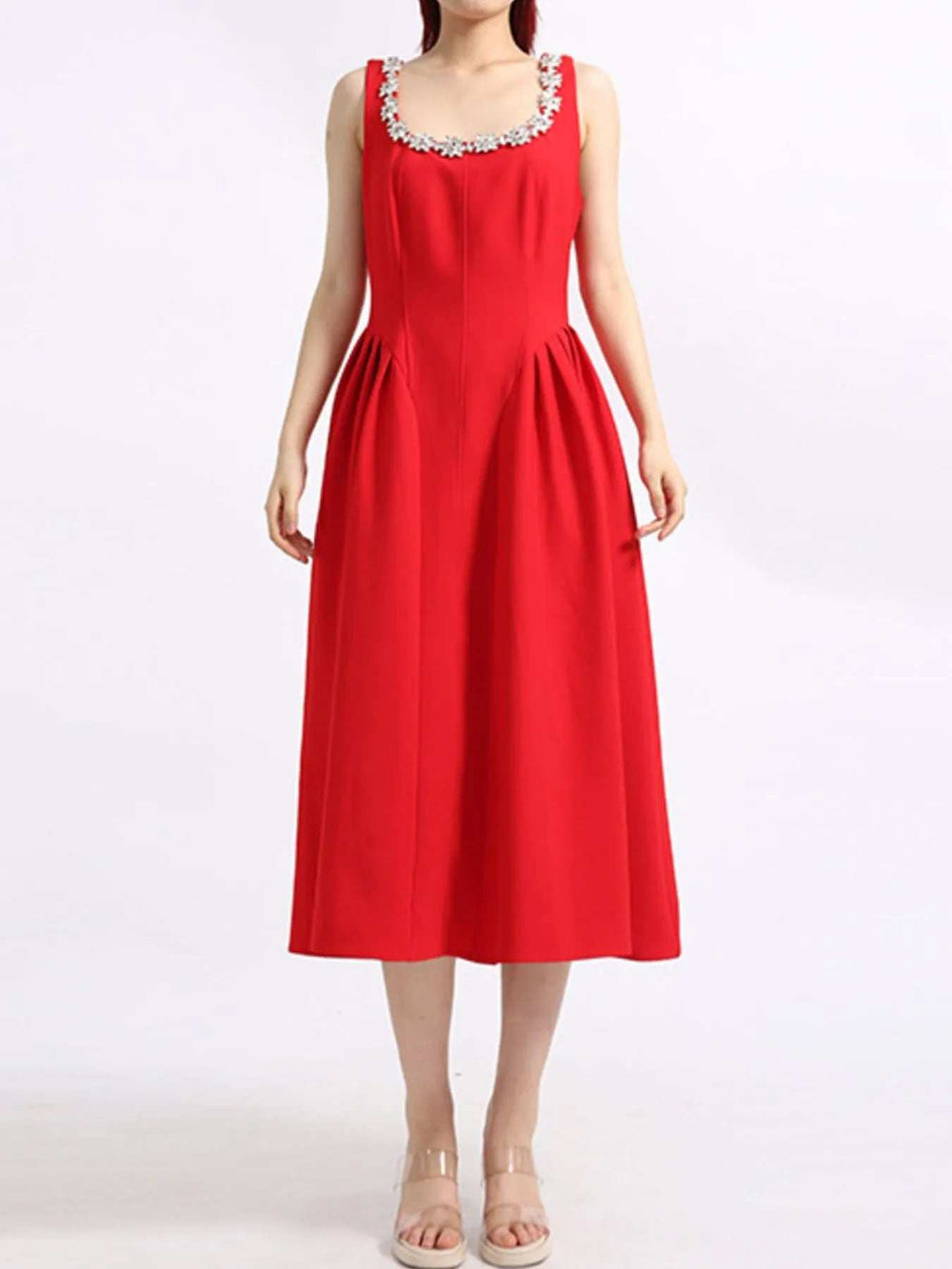 Flower Scoop Neck Sleeveless Dress - Trendsi - Flyclothing LLC