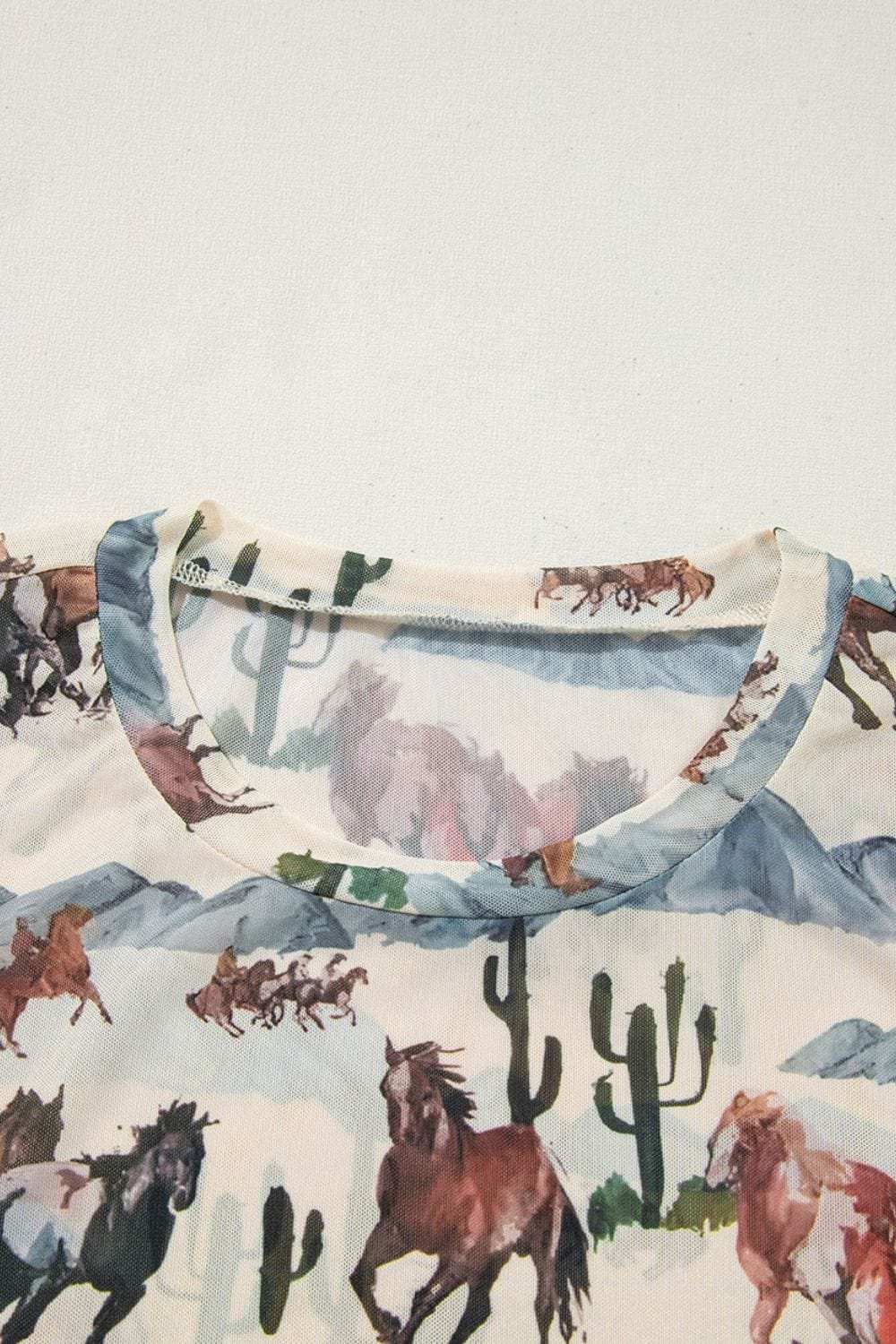 Western Fashion Mustang River Printed Mesh T Shirt - Trendsi - Flyclothing LLC