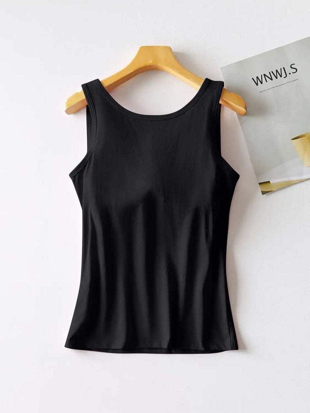Round Neck Tank with Bra - Trendsi - Flyclothing LLC