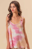 BiBi Tie Dye Printed Textured Woven with Ruffled - Trendsi - Flyclothing LLC