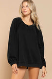POL Back Cross Strap Detail Balloon Sleeve Sweatshirt - Trendsi - Flyclothing LLC