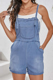 Square Neck Denim Overalls with Pockets - Trendsi - Flyclothing LLC