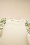 Floral Puff Sleeve Ribbed Blouse - Trendsi - Flyclothing LLC