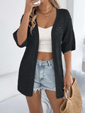 Openwork Open Front Half Sleeve Cardigan - Trendsi - Flyclothing LLC