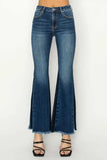 RISEN Full Size High Rise Side Shadow Seam Detail Slit Flare Jeans - Trendsi - Flyclothing LLC